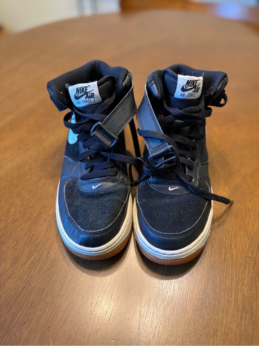 Nike youth Black High-Top Sneakers with White Accents